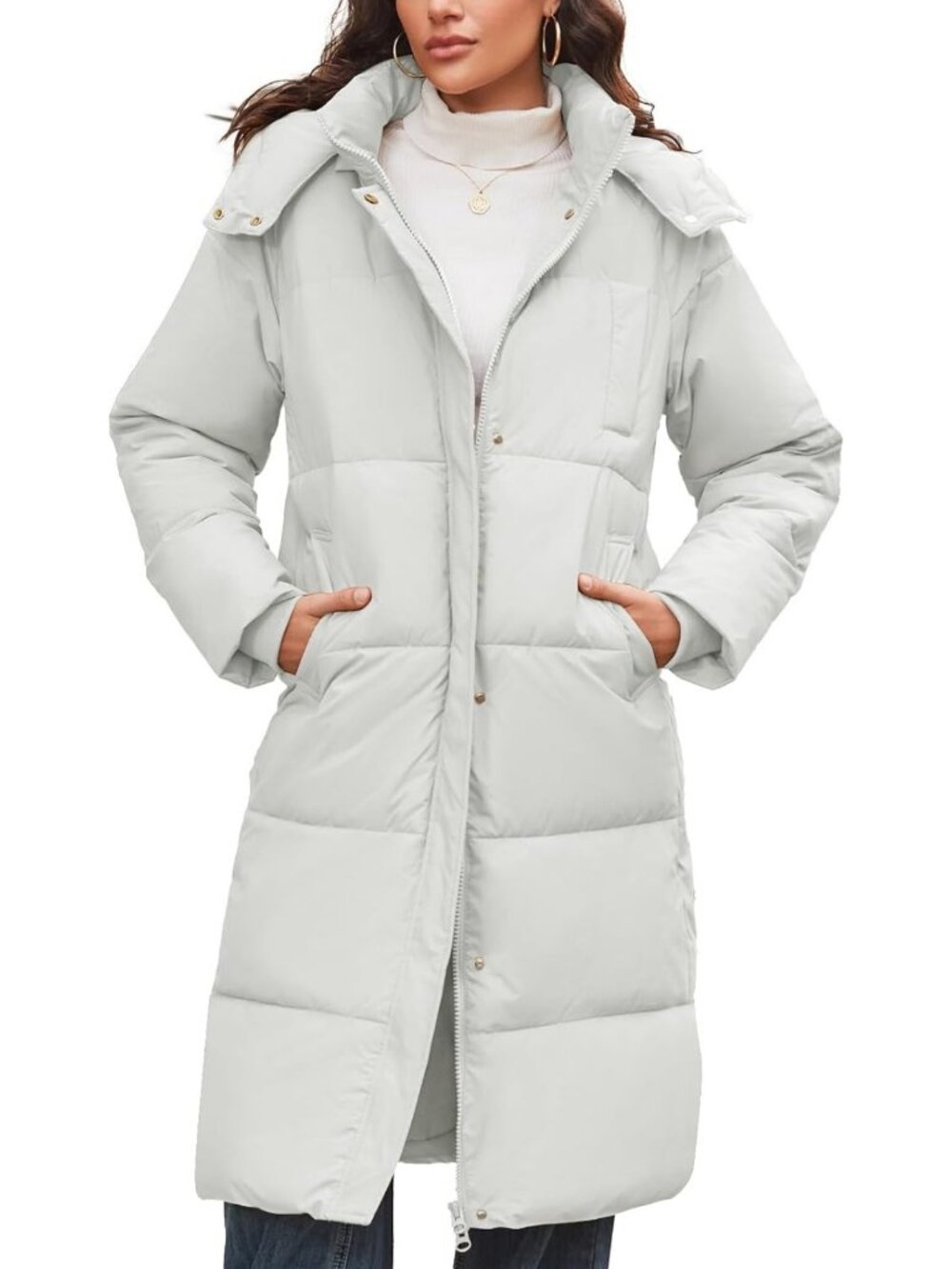 Cozy Women's Long Hooded Puffer Coat - Warm Winter Jacket for Cold Weather